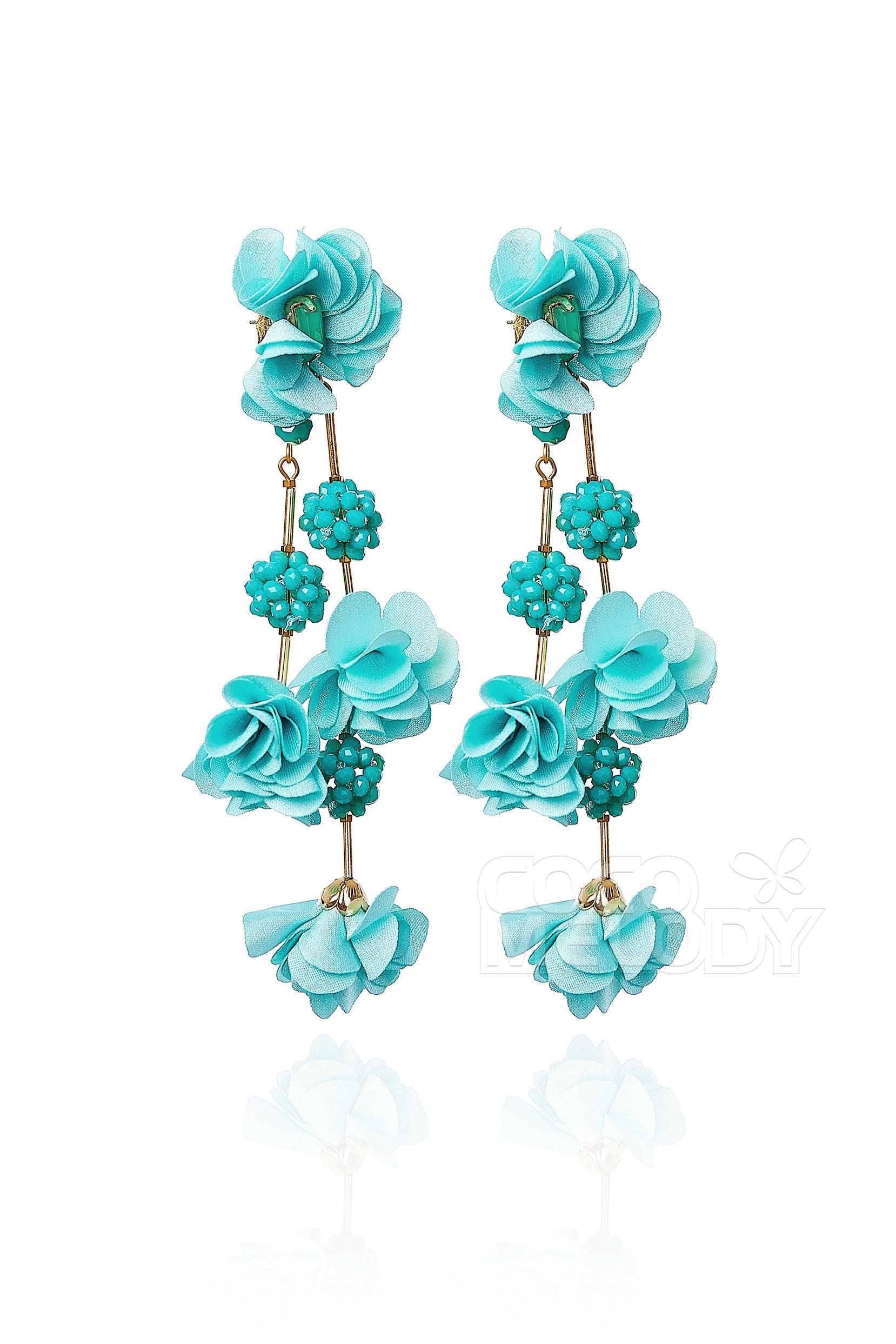Graceful Flower Wedding Earrings with Beading HG18003 - COCOMELODY