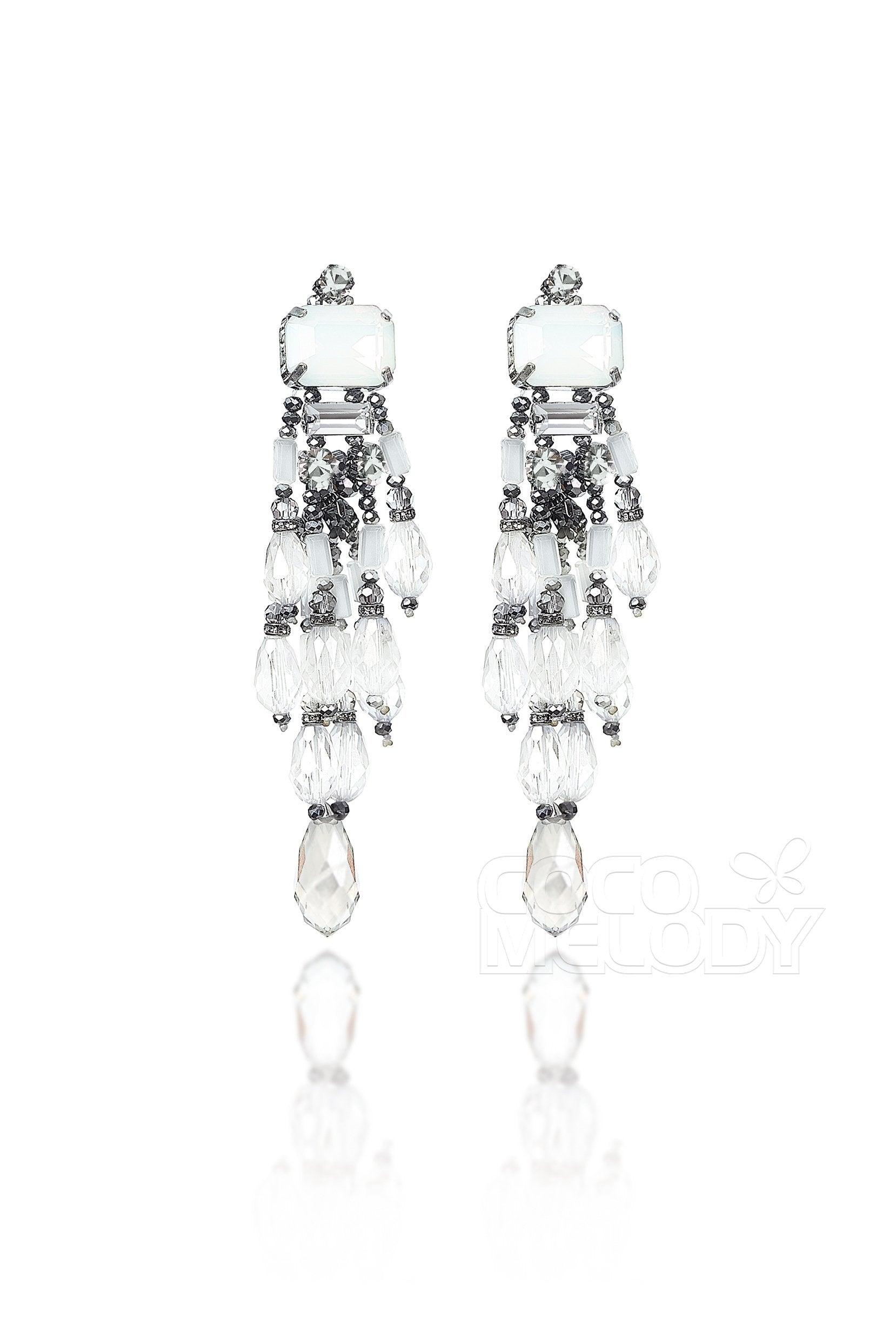 Fashion Zircon Wedding Earrings with Jewel Beading HG18018 - COCOMELODY