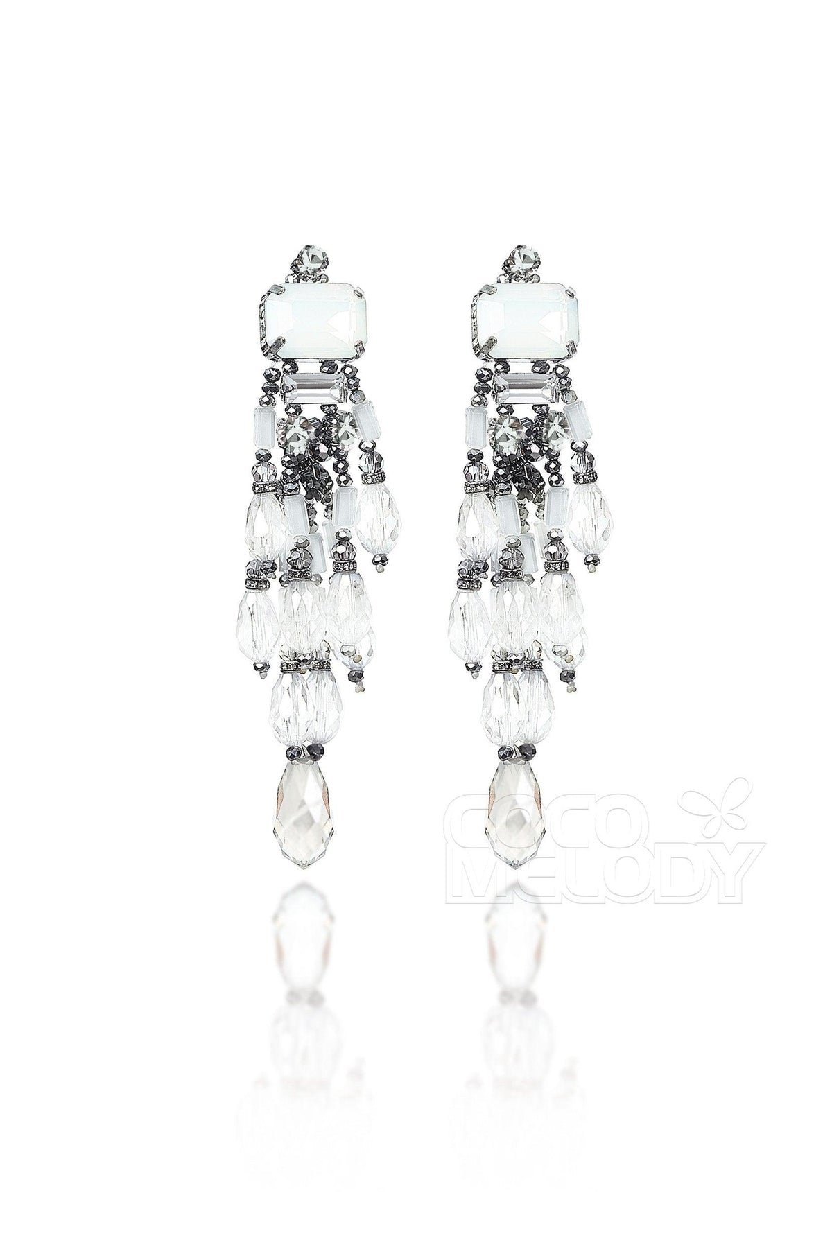Fashion Zircon Wedding Earrings with Jewel Beading HG18018 - COCOMELODY