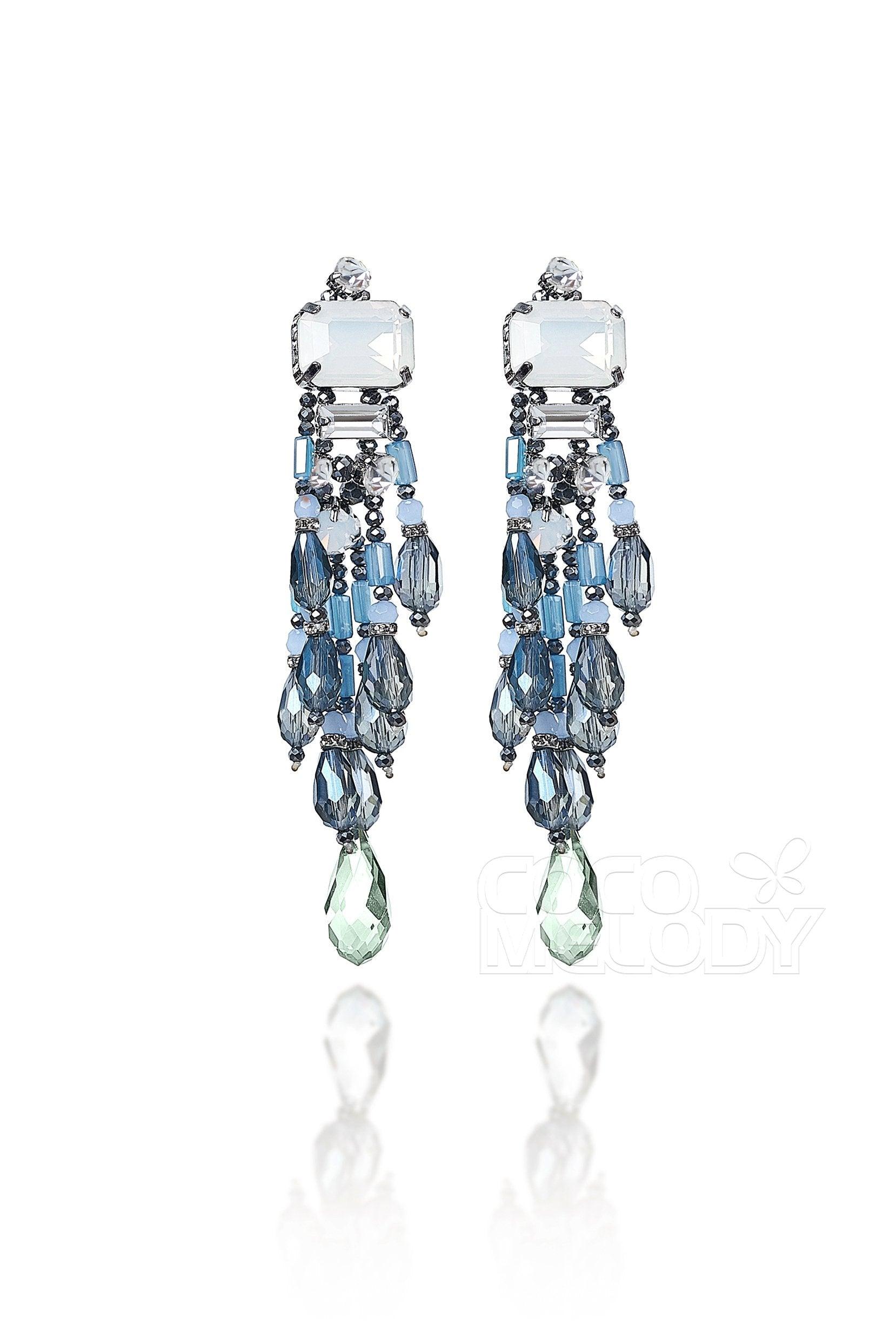 Fashion Zircon Wedding Earrings with Jewel Beading HG18018 - COCOMELODY