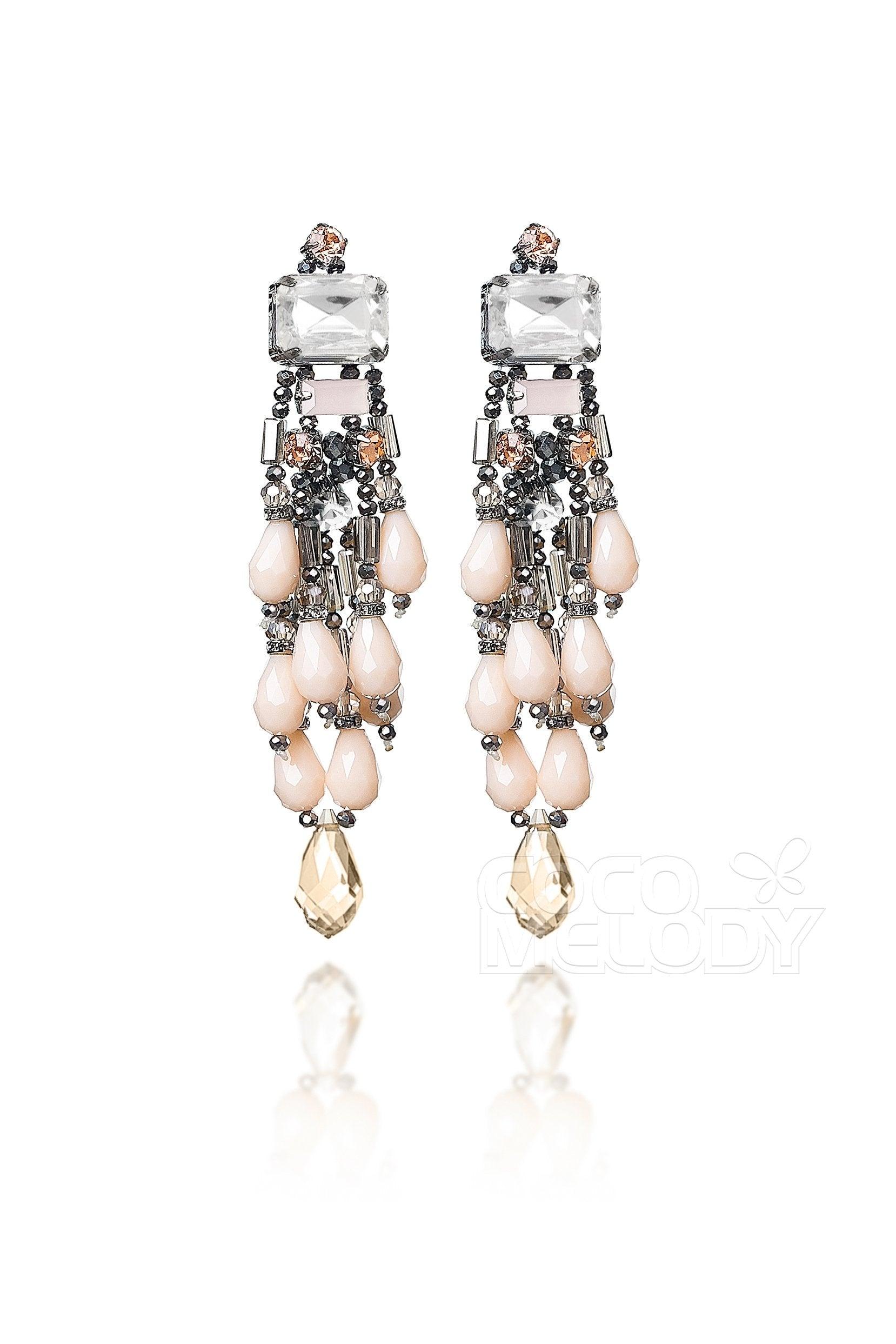 Fashion Zircon Wedding Earrings with Jewel Beading HG18018 - COCOMELODY