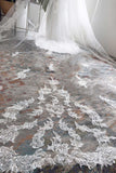 One-tier Lace Edge Lace Tulle Chapel Veils with Appliques Beading CV0335 - COCOMELODY