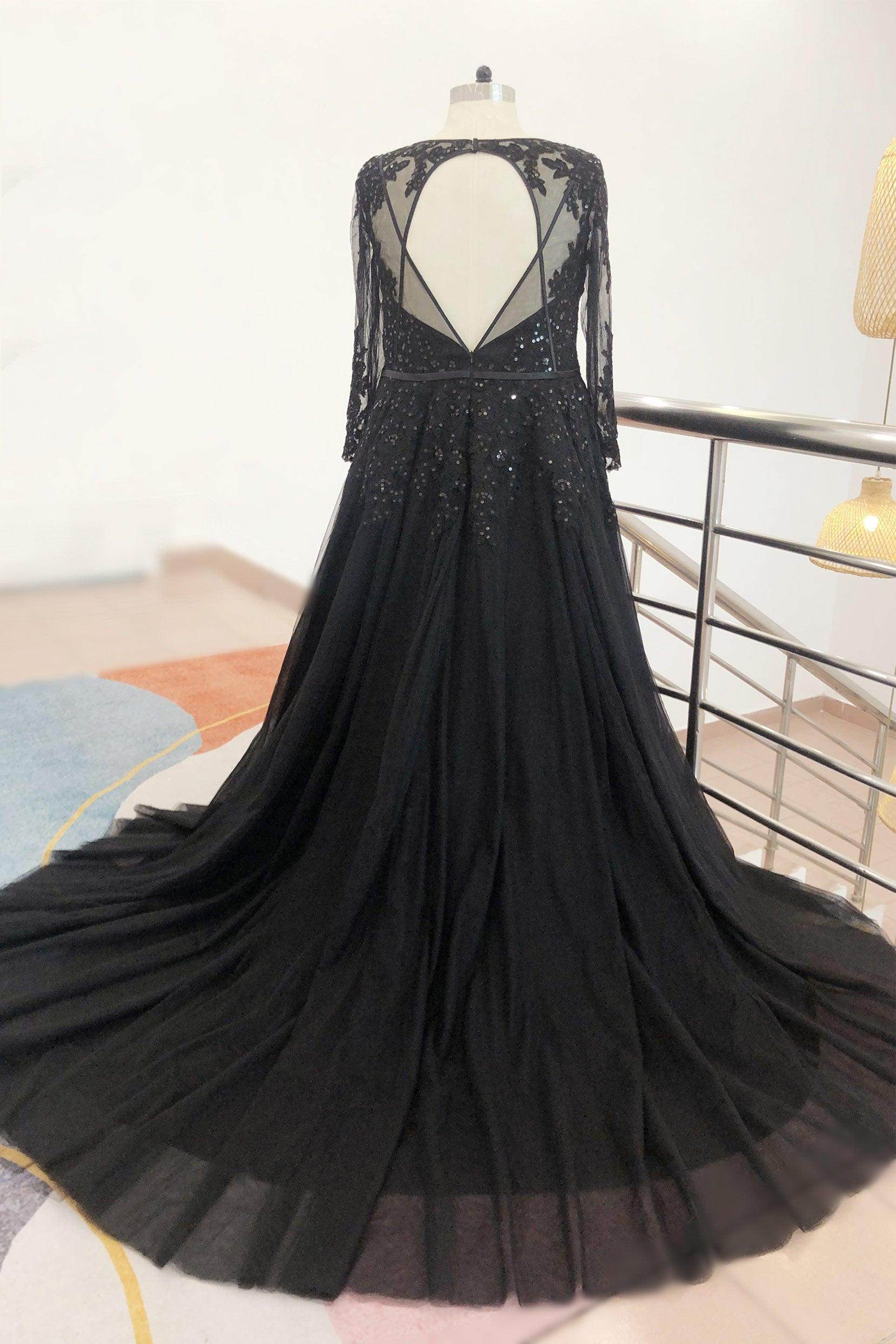 A-Line Court Train Lace and Tulle Wedding Dress LD4432 - COCOMELODY