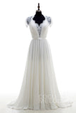 A-Line Sweep-Brush Train Chiffon Wedding Dress LD2676 - COCOMELODY