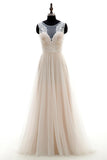 A-Line Sweep-Brush Train Tulle and Lace Wedding Dress LD3569 - COCOMELODY