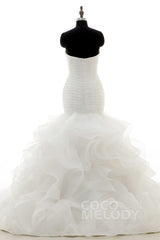 Trumpet-Mermaid Court Train Organza Wedding Dress LD3817 - COCOMELODY