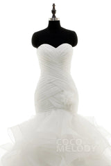 Trumpet-Mermaid Court Train Organza Wedding Dress LD3817 - COCOMELODY