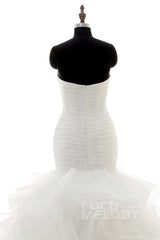 Trumpet-Mermaid Court Train Organza Wedding Dress LD3817 - COCOMELODY