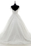 A-Line Court Train Lace Wedding Dress LD3832 - COCOMELODY