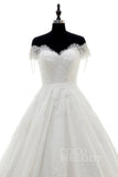A-Line Court Train Lace Wedding Dress LD3832 - COCOMELODY