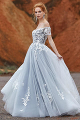 A-Line Sweep-Brush Train Tulle Gothic Wedding Dress LD5830 - COCOMELODY