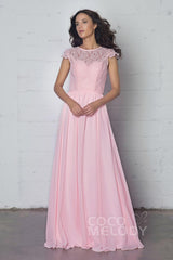 Sheath-Column Floor Length Lace and Chiffon Dress LOZF1503E - COCOMELODY
