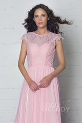Sheath-Column Floor Length Lace and Chiffon Dress LOZF1503E - COCOMELODY