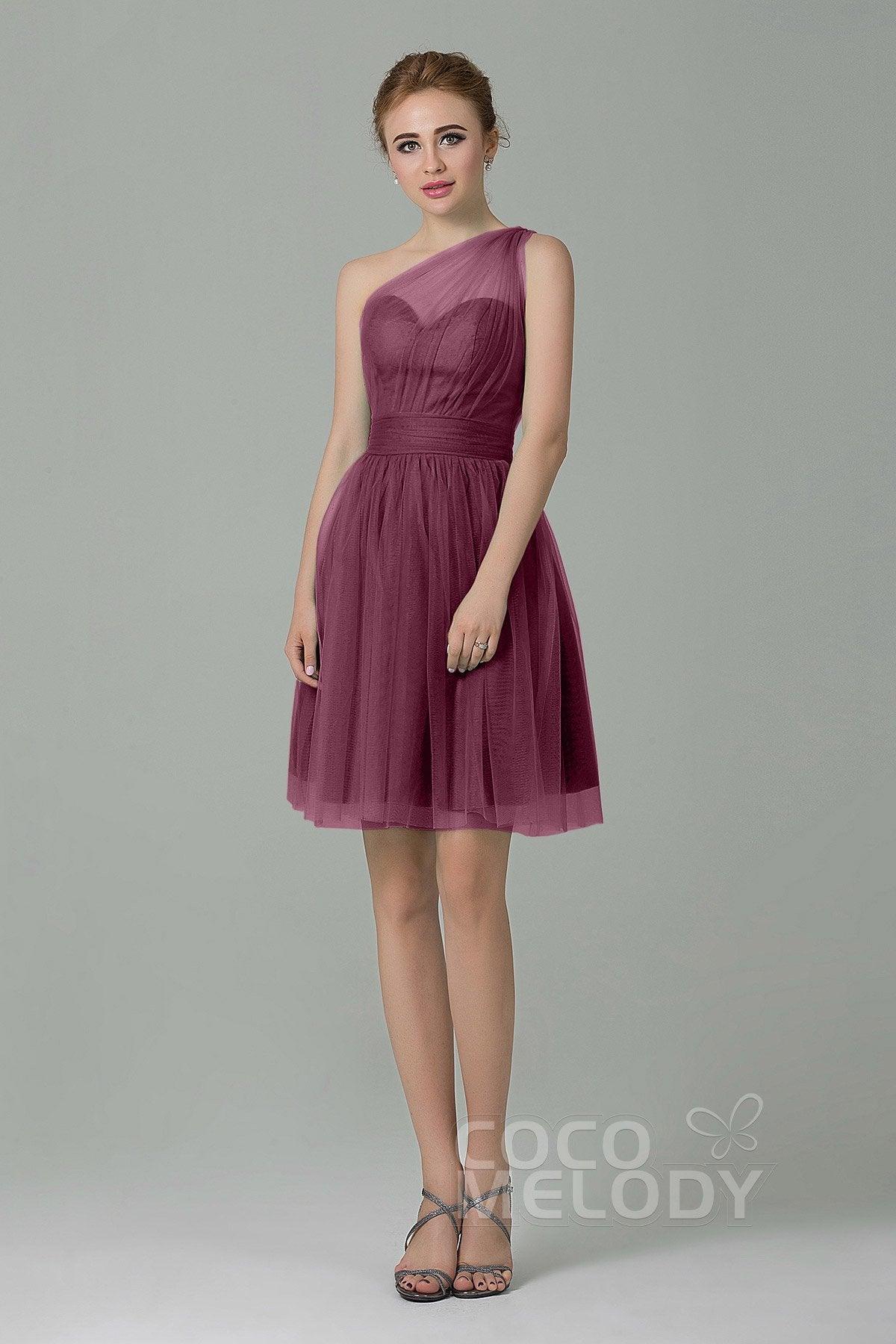A-Line Short-Mini Tulle Bridesmaid Dress LOZM1503F - COCOMELODY