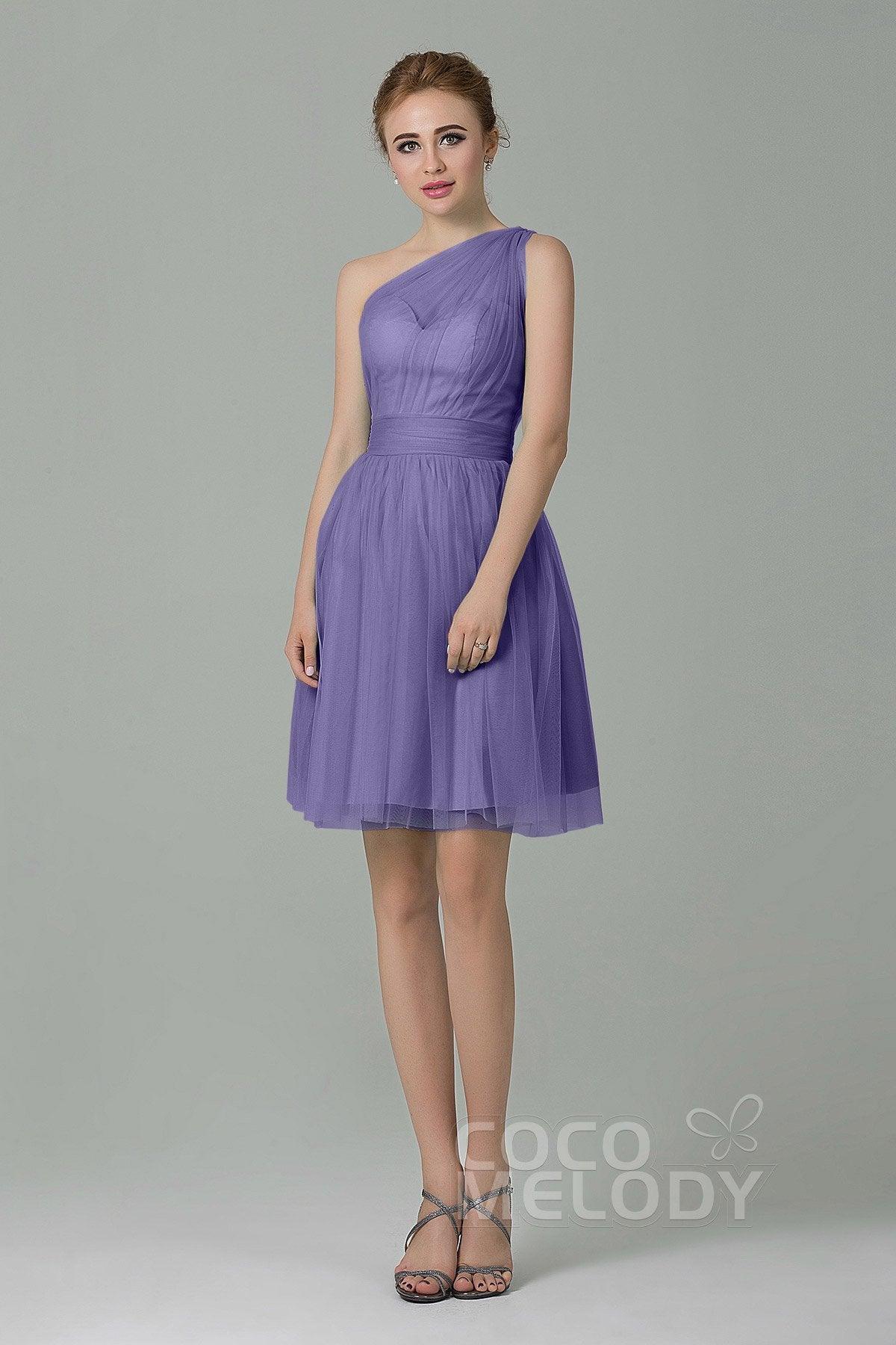 A-Line Short-Mini Tulle Bridesmaid Dress LOZM1503F - COCOMELODY
