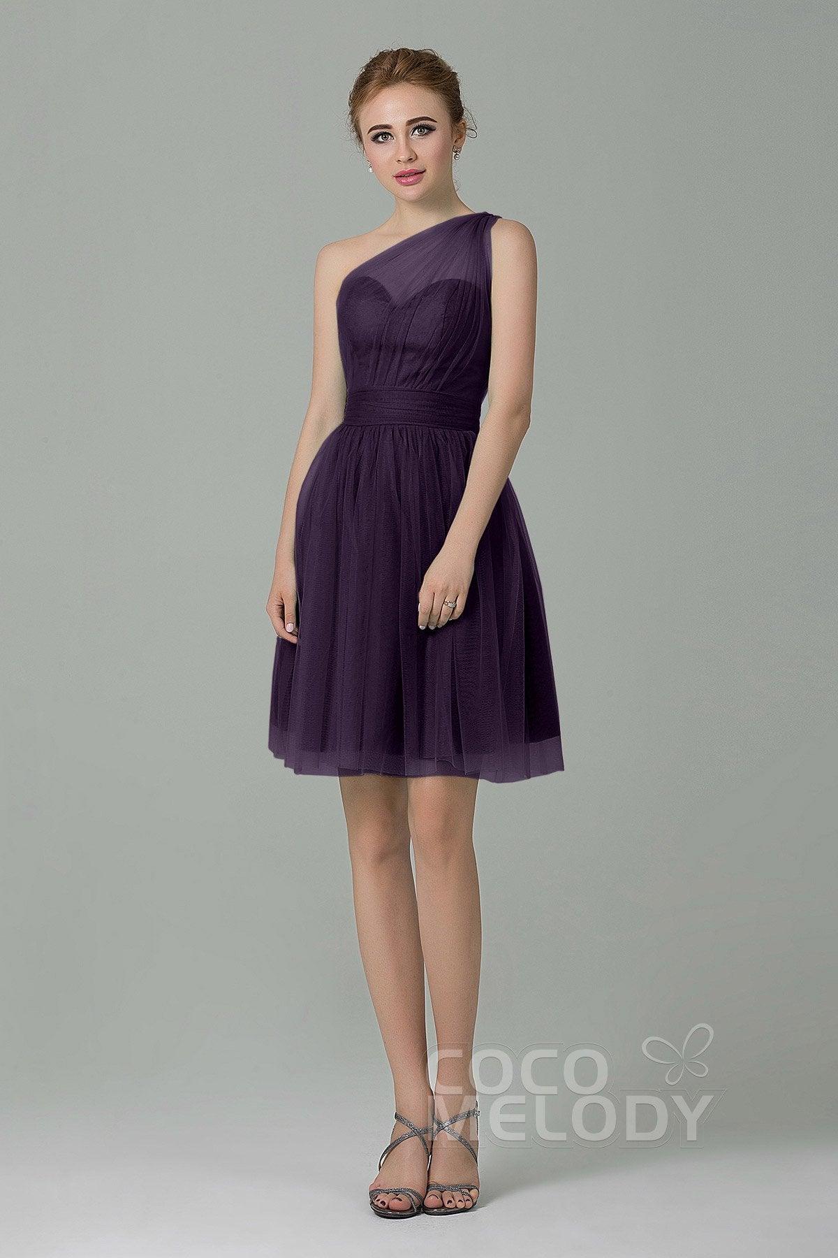 A-Line Short-Mini Tulle Bridesmaid Dress LOZM1503F - COCOMELODY