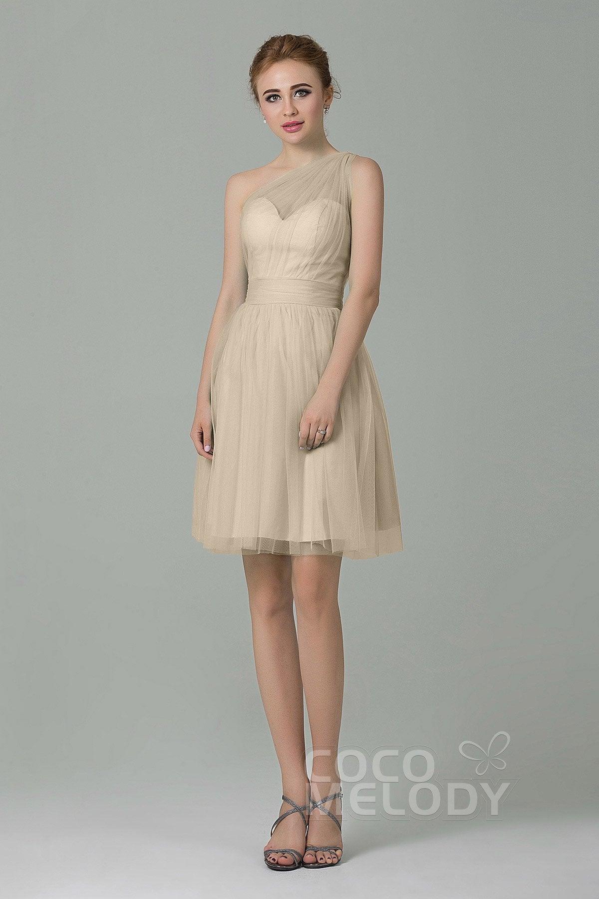 A-Line Short-Mini Tulle Bridesmaid Dress LOZM1503F - COCOMELODY