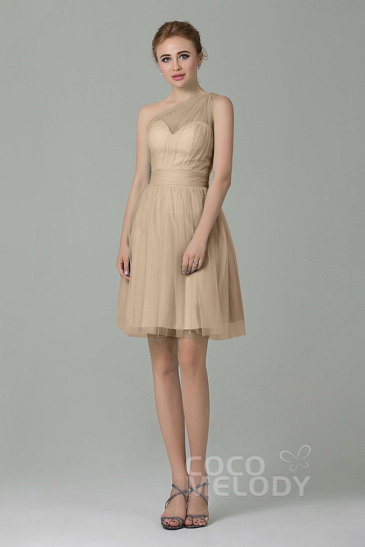 A-Line Short-Mini Tulle Bridesmaid Dress LOZM1503F - COCOMELODY