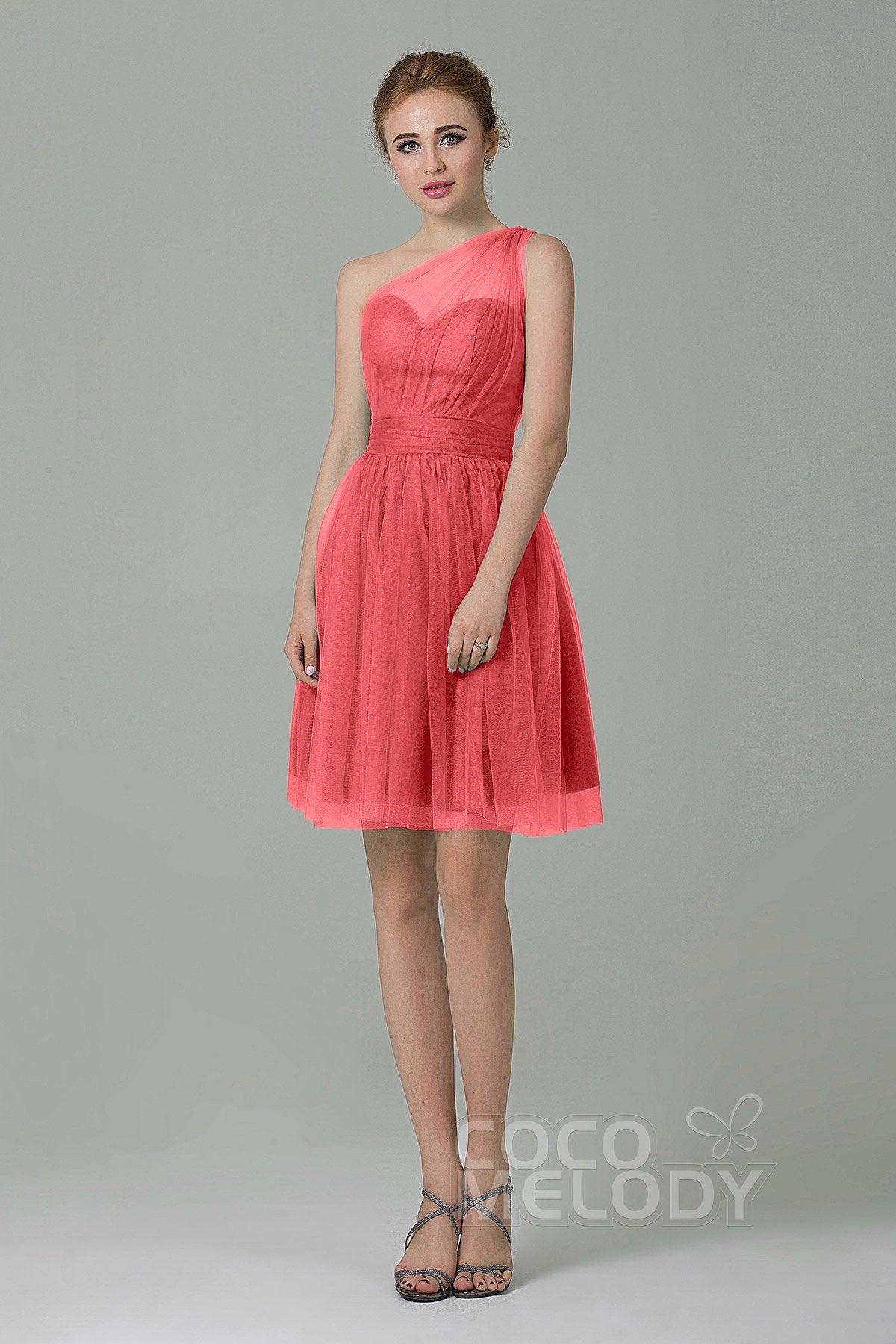 A-Line Short-Mini Tulle Bridesmaid Dress LOZM1503F - COCOMELODY