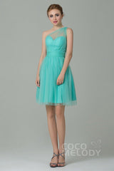 A-Line Short-Mini Tulle Bridesmaid Dress LOZM1503F - COCOMELODY