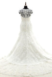 Trumpet Chapel Train Tulle Wedding Dress LWAT1503ECR - COCOMELODY