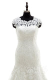 Trumpet Chapel Train Tulle Wedding Dress LWAT1503ECR - COCOMELODY