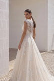 A-Line Court Train Tulle and Lace Wedding Dress LWXT16001