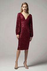 Sheath-Column Knee Length Sequined Dress CS0268 - COCOMELODY
