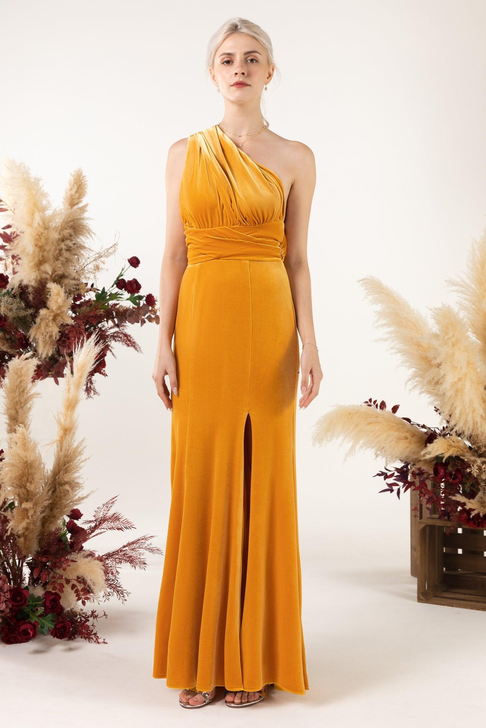 Trumpet Sweep-Brush Train Velvet Bridesmaid Dress CB0515 - COCOMELODY
