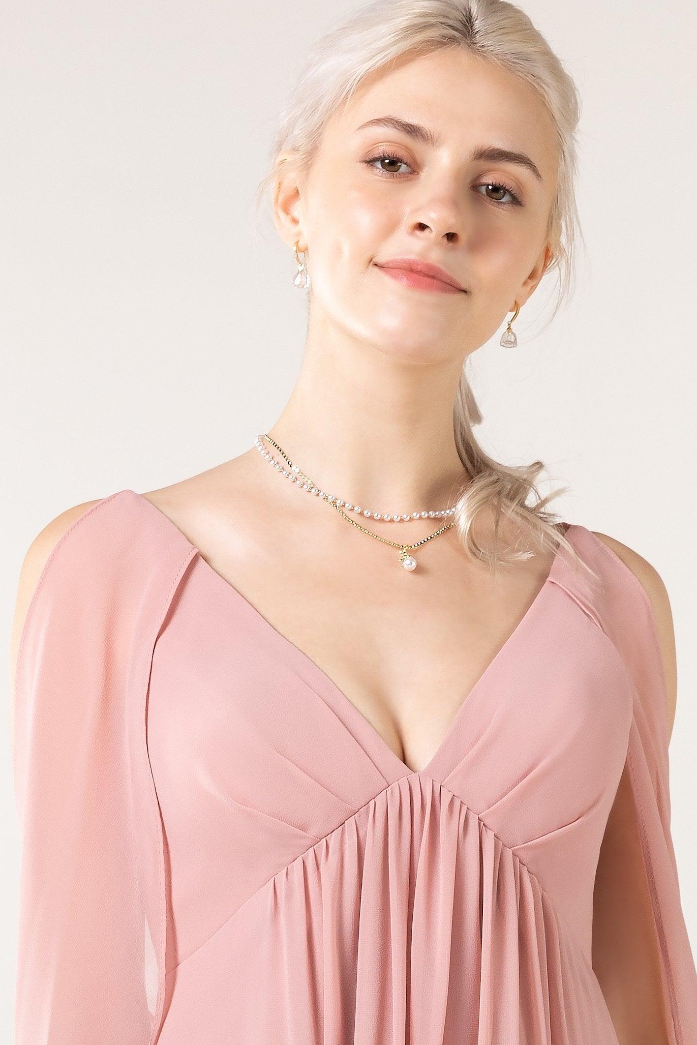 Alloy Necklaces with Imitation Pearl CX0026 - COCOMELODY