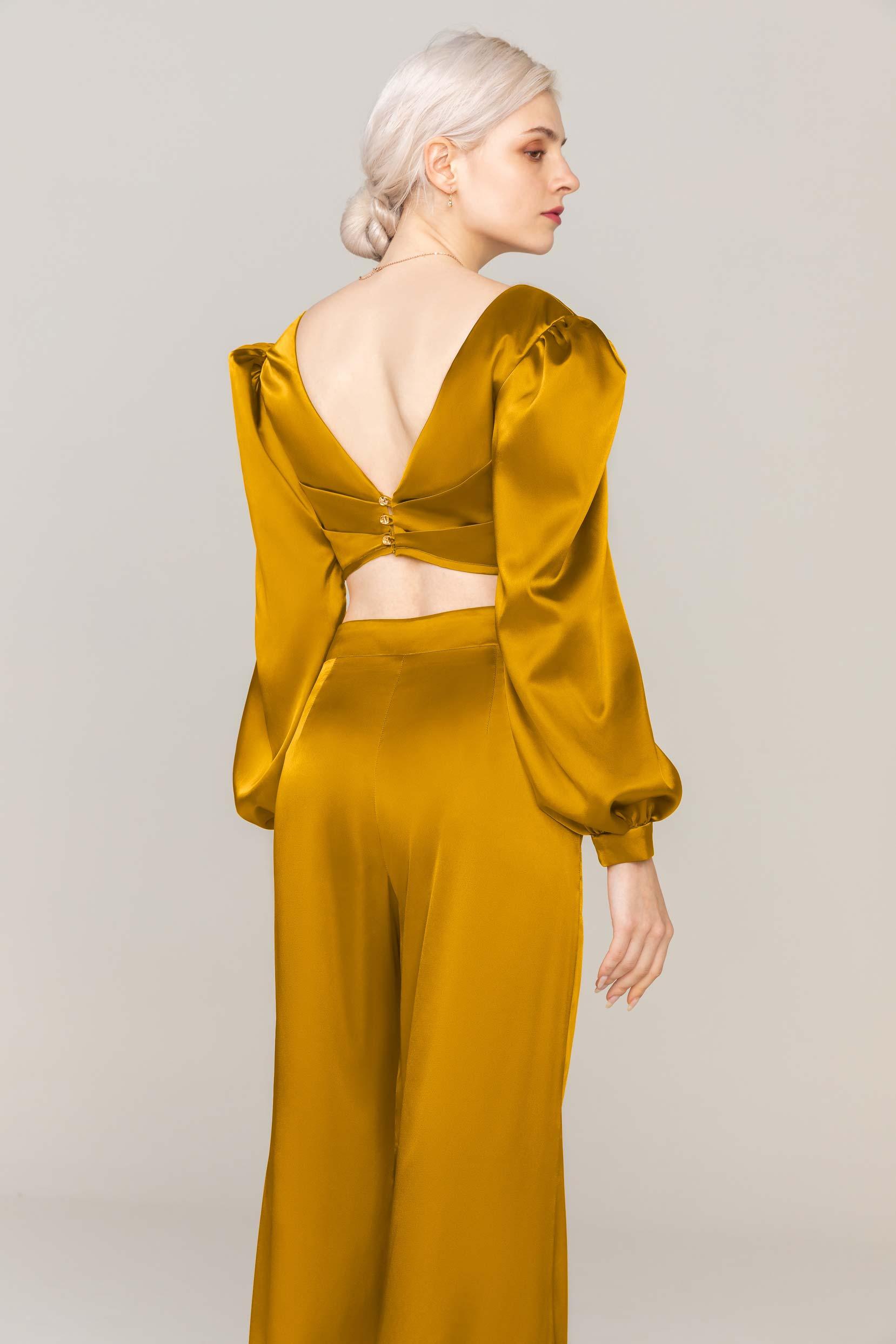 Two-Piece Floor Length Luxe Satin Dress CS0308 - COCOMELODY