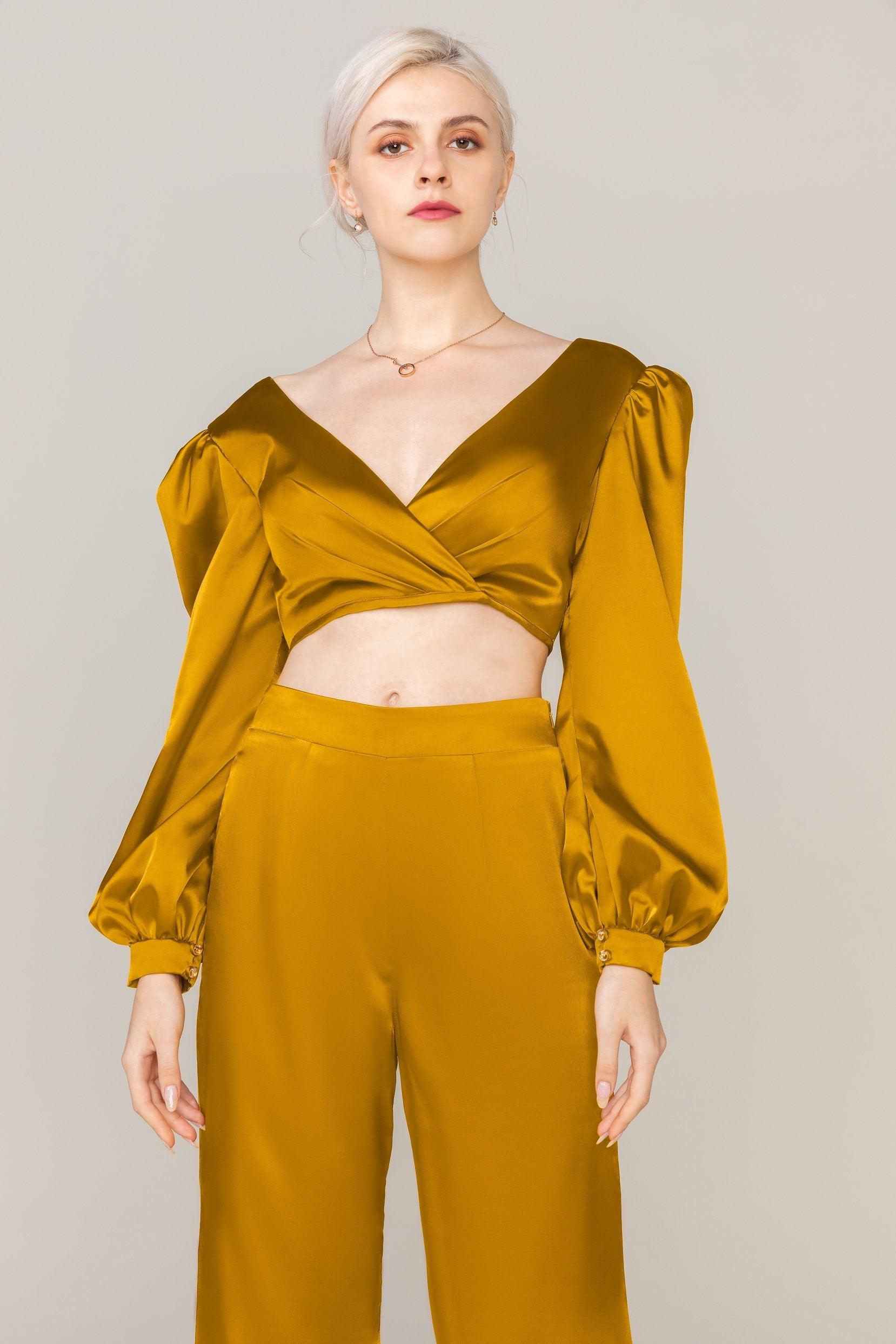 Two-Piece Floor Length Luxe Satin Dress CS0308 - COCOMELODY