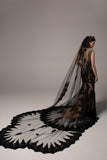 One-tier Lace Edge Tulle Cathedral Veils Appliques CV0232 - COCOMELODY