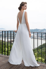Floor Length Chiffon Wedding Jumpsuit CW2353 - COCOMELODY