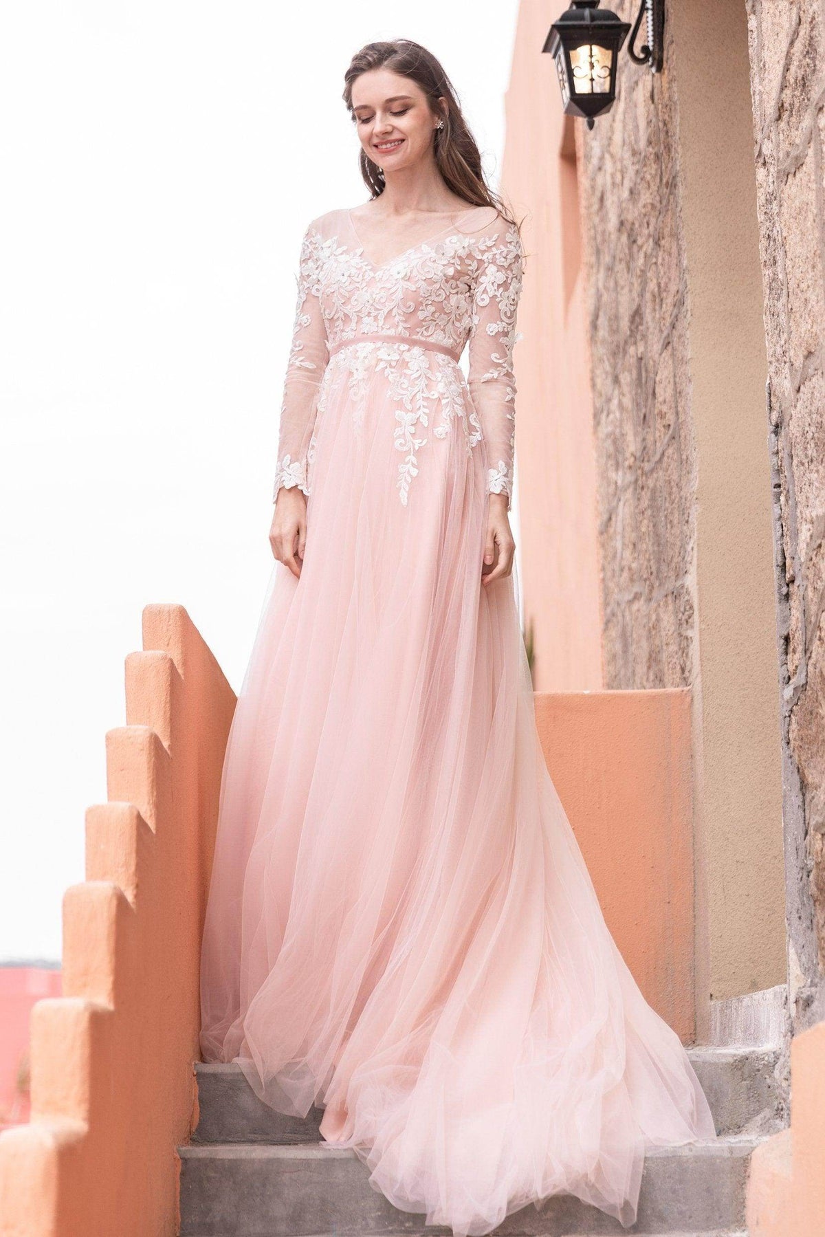 A-Line Court Train Tulle Wedding Dress CW2326 - COCOMELODY