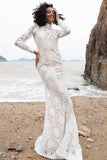 Trumpet-Mermaid Court Train Lace Wedding Dress CW2222 - COCOMELODY