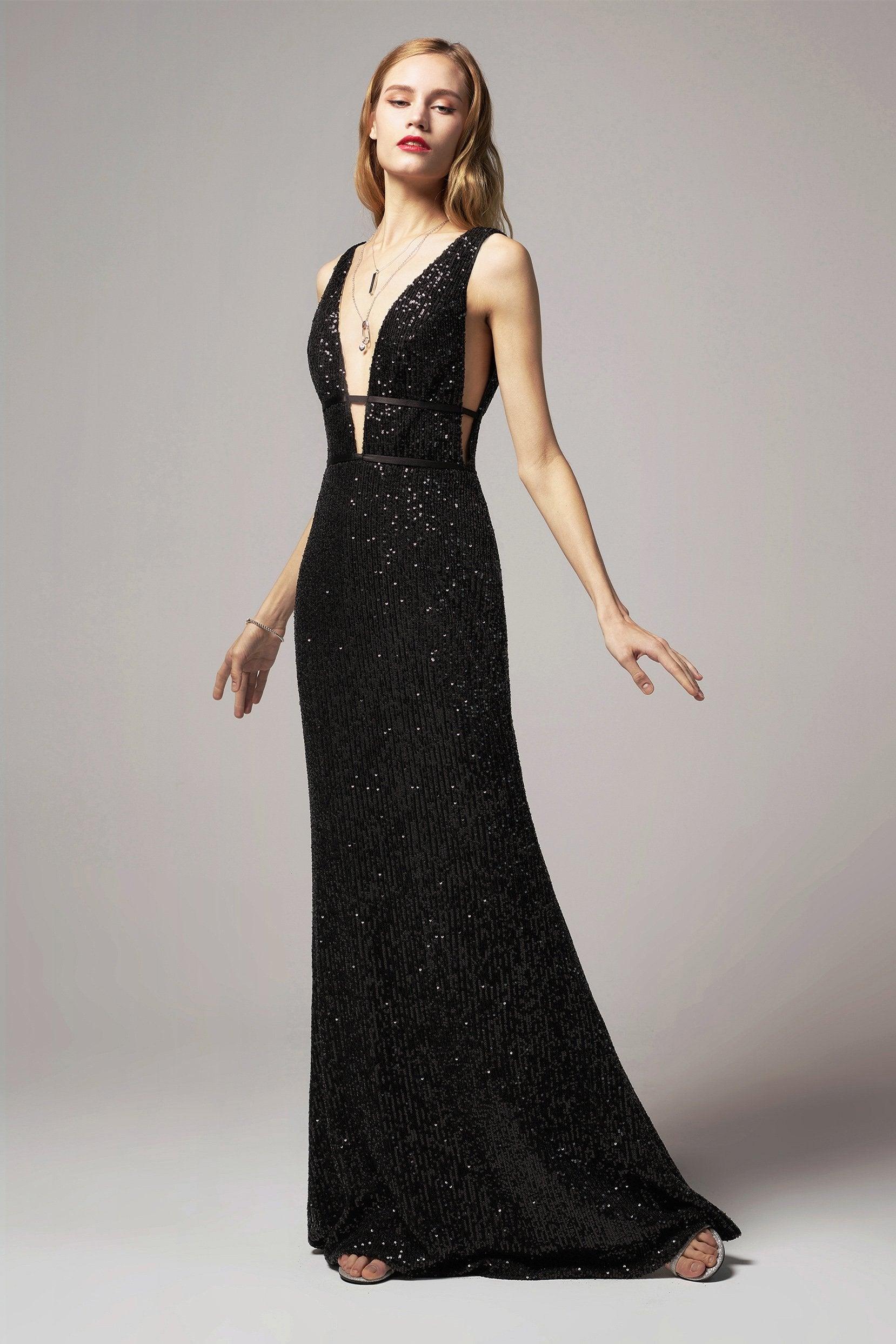 Trumpet-Mermaid Floor Length Sequined Dress CS0267 - COCOMELODY
