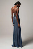 Sheath-Column Floor Length Gold Dusting Fabric Dress CS0240 - COCOMELODY