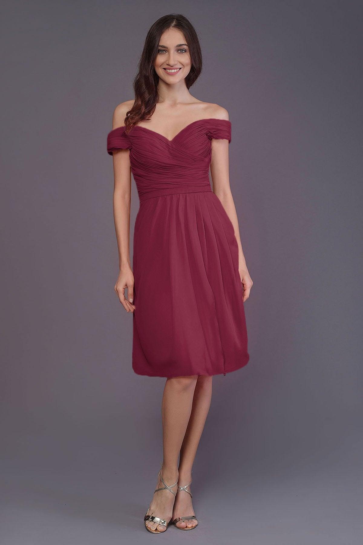 Sheath-Column Knee Length Short Bridesmaid Dress PR3485 - COCOMELODY