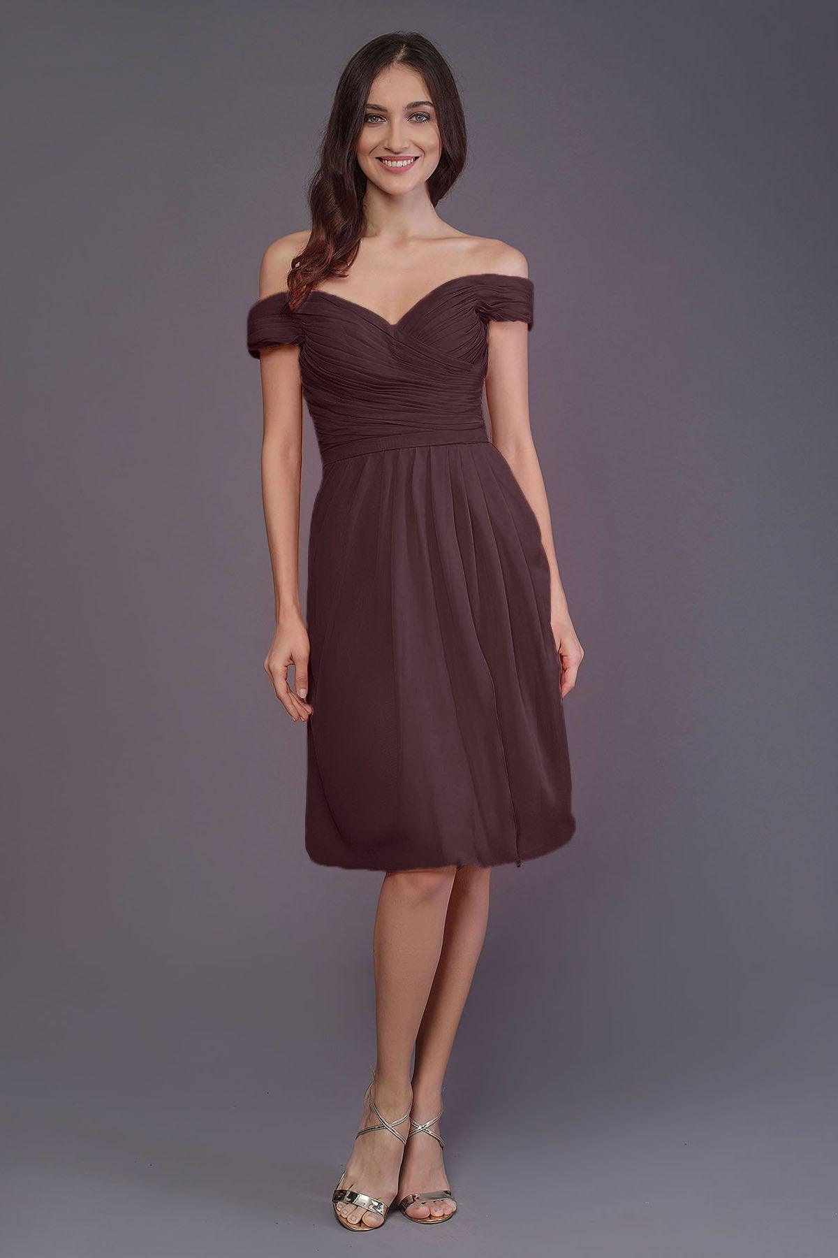 Sheath-Column Knee Length Short Bridesmaid Dress PR3485 - COCOMELODY