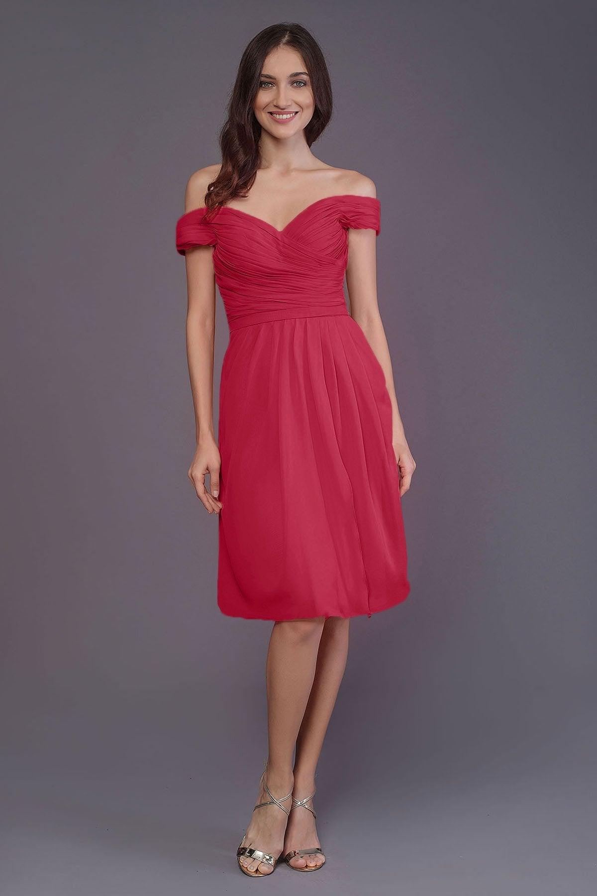 Sheath-Column Knee Length Short Bridesmaid Dress PR3485 - COCOMELODY