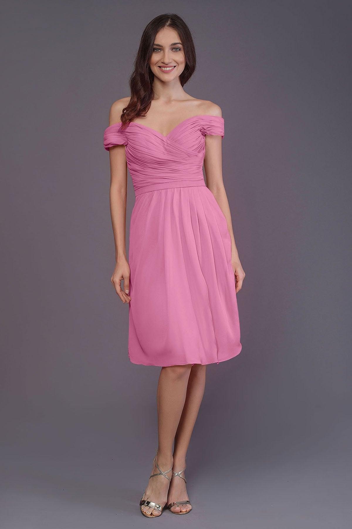 Sheath-Column Knee Length Short Bridesmaid Dress PR3485 - COCOMELODY