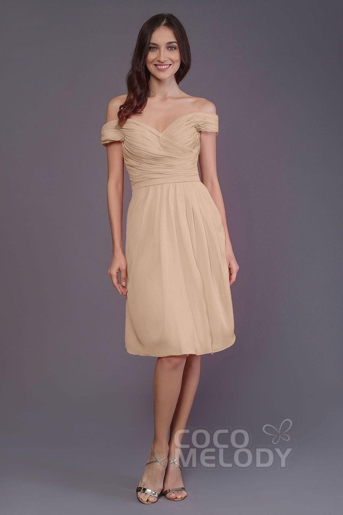 Sheath-Column Knee Length Short Bridesmaid Dress PR3485 - COCOMELODY