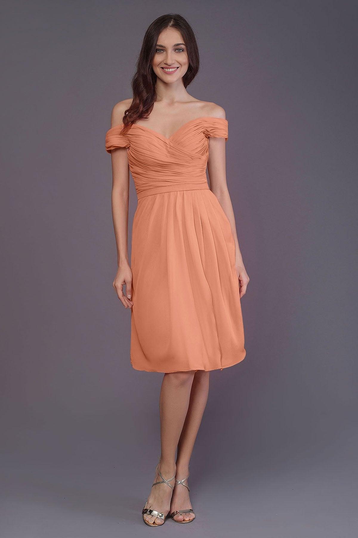 Sheath-Column Knee Length Short Bridesmaid Dress PR3485 - COCOMELODY