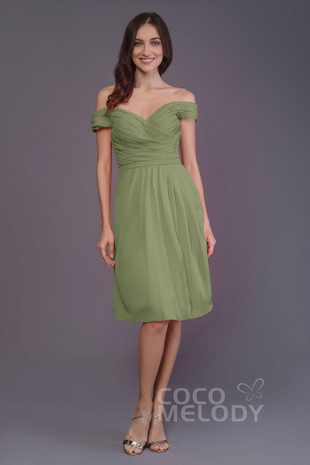 Sheath-Column Knee Length Short Bridesmaid Dress PR3485 - COCOMELODY