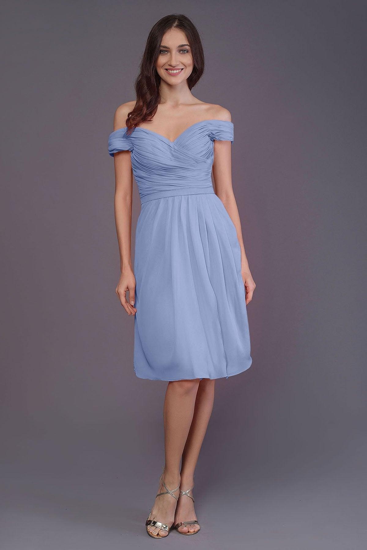 Sheath-Column Knee Length Short Bridesmaid Dress PR3485 - COCOMELODY