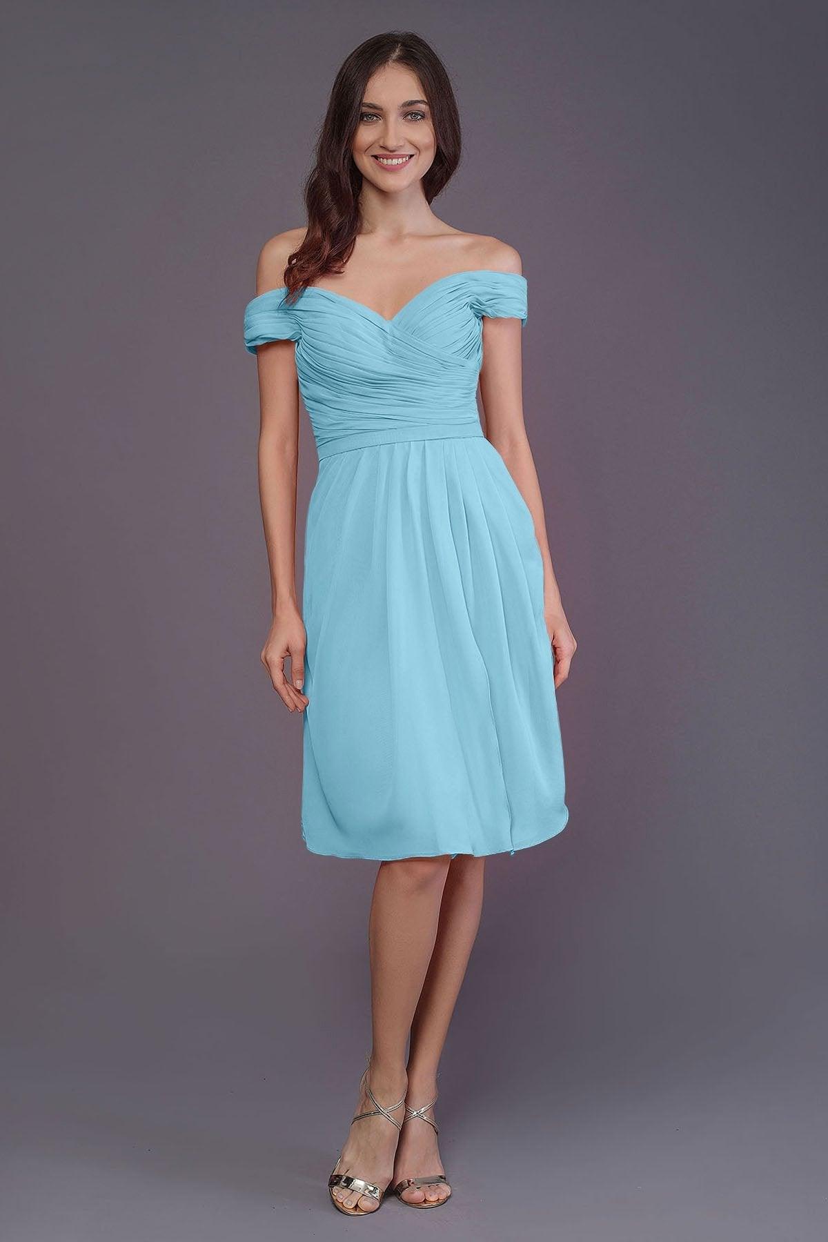 Sheath-Column Knee Length Short Bridesmaid Dress PR3485 - COCOMELODY