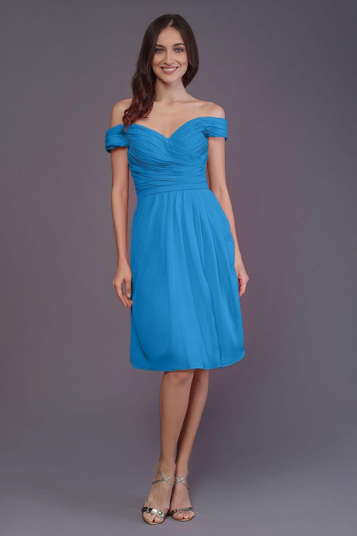 Sheath-Column Knee Length Short Bridesmaid Dress PR3485 - COCOMELODY