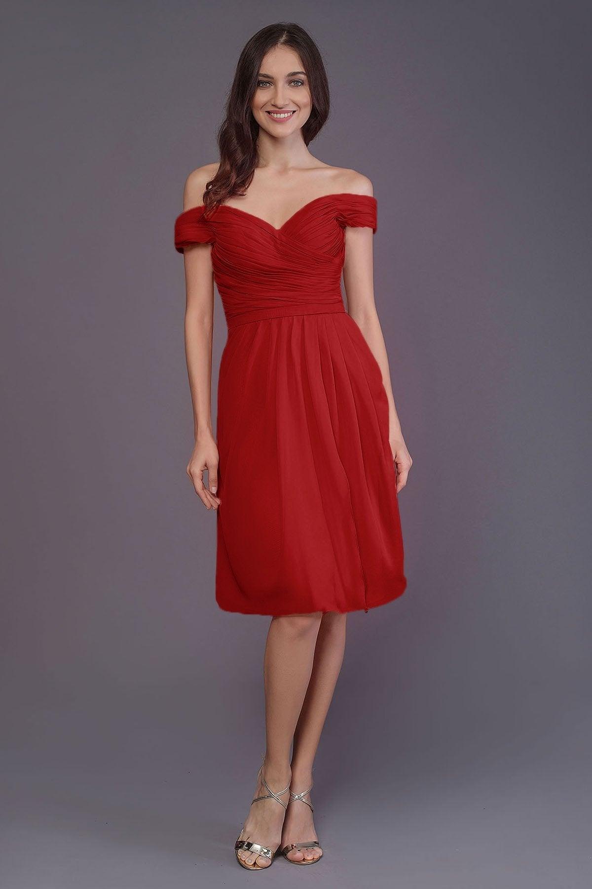 Sheath-Column Knee Length Short Bridesmaid Dress PR3485 - COCOMELODY