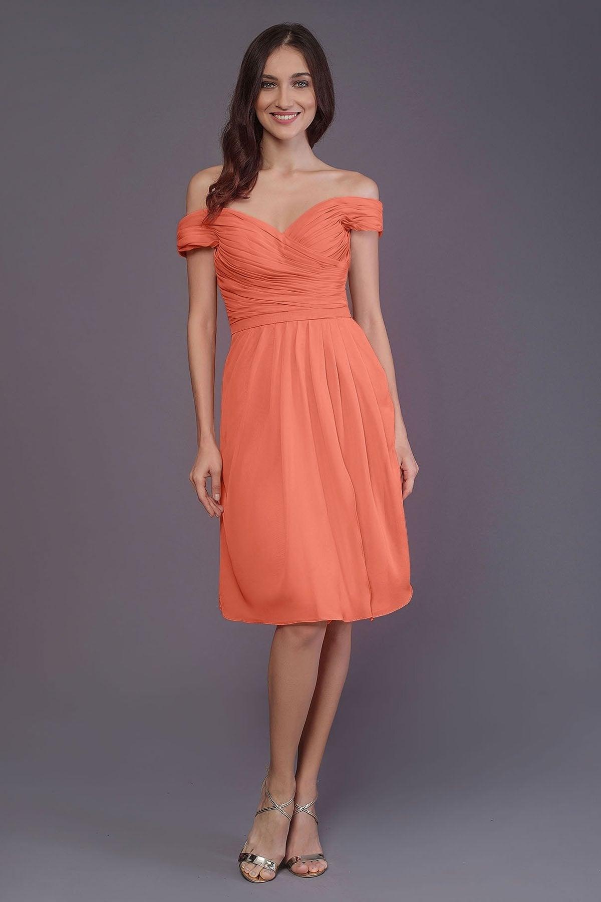 Sheath-Column Knee Length Short Bridesmaid Dress PR3485 - COCOMELODY